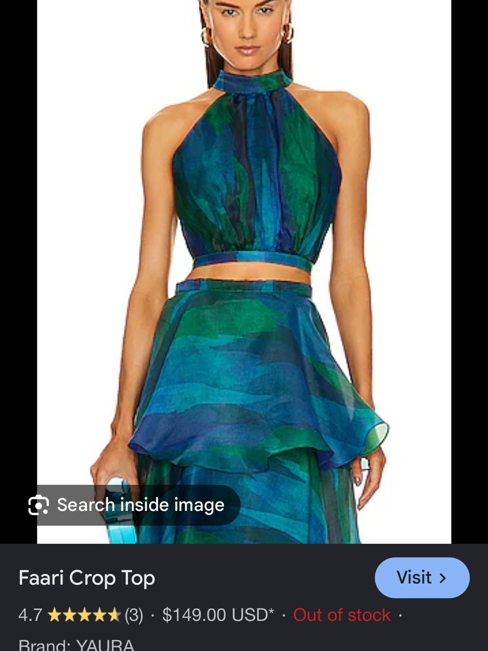 YAURA Faari Green-Blue Halter Crop Top Dress NWT